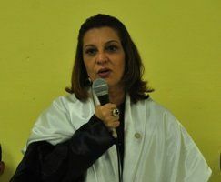 Reitora, professora Márcia Perales, durante discurso no INC